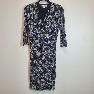 White House Black Market Faux Wrap Dress. XS. Floral Print